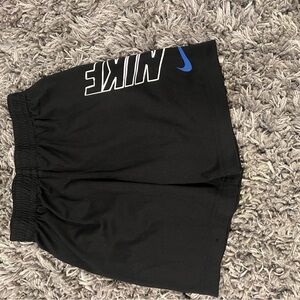 Nike Black Athletic Shorts with Blue Swoosh
